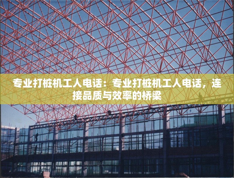 專業(yè)打樁機(jī)工人電話：專業(yè)打樁機(jī)工人電話，連接品質(zhì)與效率的橋梁 行業(yè)新聞